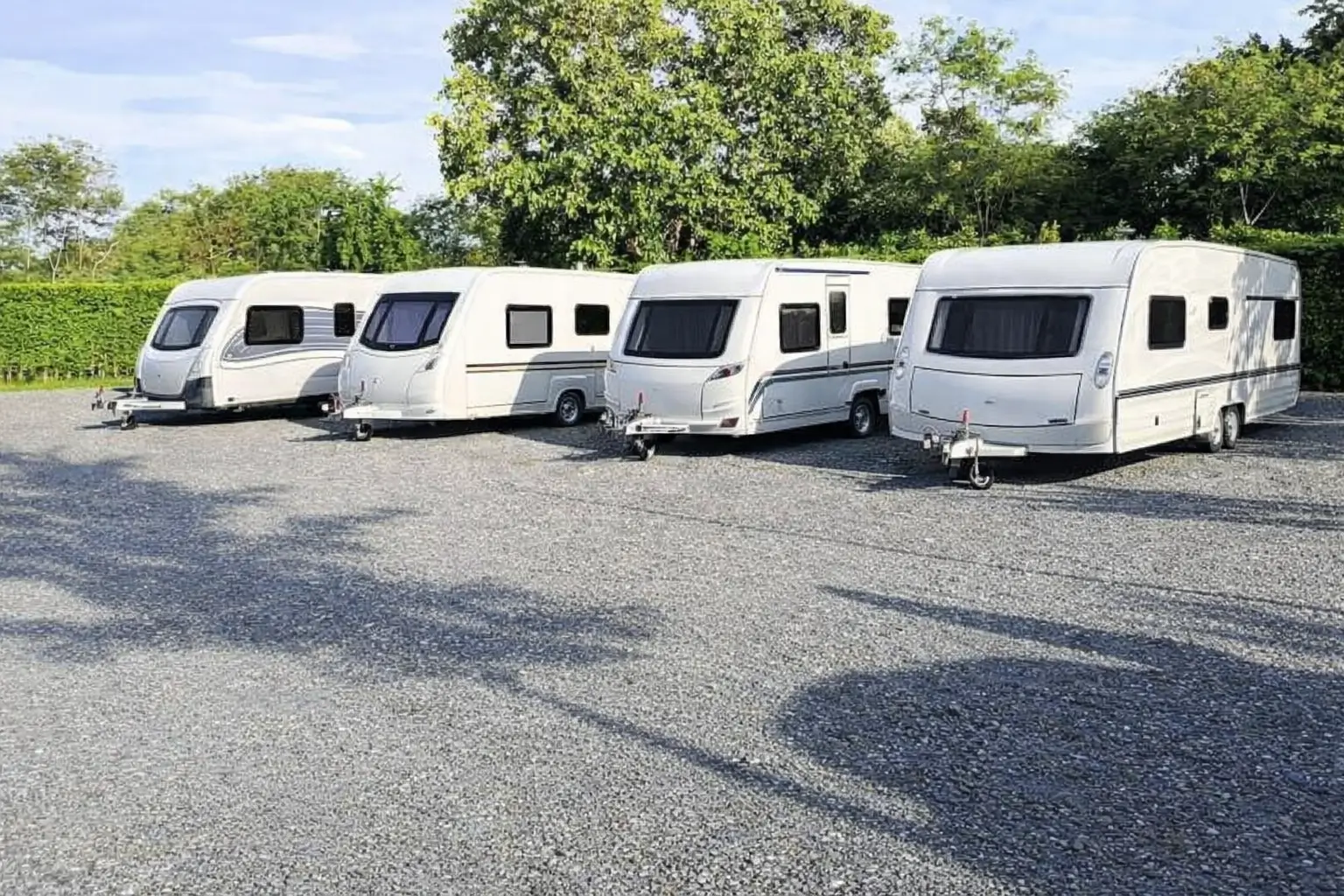 Camping trailers on a sunny day
